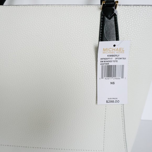 Michael Kors Kimberly Small Bonded Tote Leather Bag White Back - Picture 10 of 10